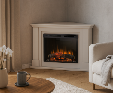 Kominek elektryczny Luena narożny we wnętrzu