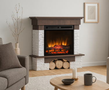 Kominek elektryczny Porto orzech we wnętrzu