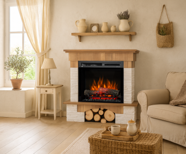 Kominek elektryczny Porto dąb we wnętrzu