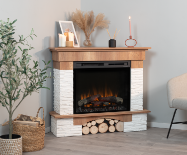 Kominek elektryczny Porto narożny dąb we wnętrzu