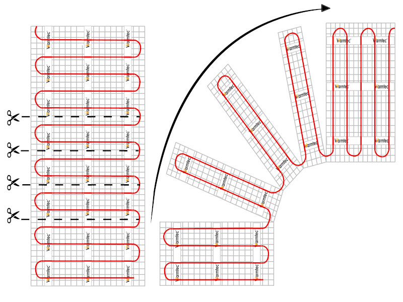 Rozłożenie maty grzewczej w niestandardowych kształtach