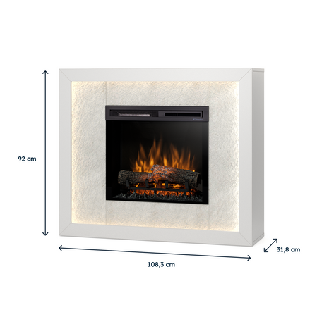 Warmtec Litos wkład Dimplex 23" XHD Optiflame - biały, fornir kamienny Crystal White