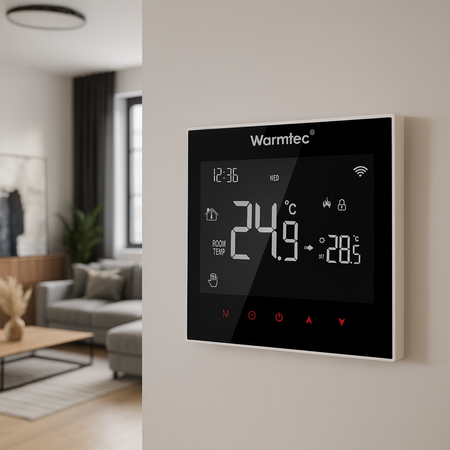 Warmtec SRT20W Wi-Fi czarny, podtynkowy programowalny czujnik powietrzny i podłogowy