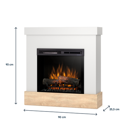 Warmtec Diro wkład Dimplex 23" XHD Optiflame - biały, dąb sonoma