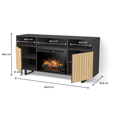 Warmtec Trivel wkład Dimplex 26" XHD Optiflame - czarny, fornir dąb europejski
