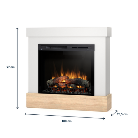 Warmtec Diro wkład Dimplex 28" XHD Optiflame - biały, dąb sonoma