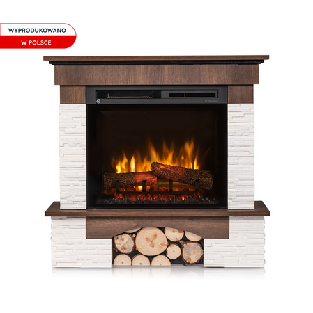 Warmtec Porto z wkładem 23" XHD Optiflame - orzech