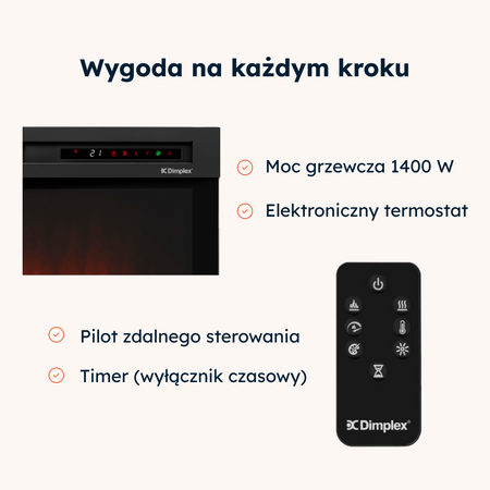 OUTLET: Warmtec Tormes wkład Dimplex 23" XHD Optiflame - biały mat, ciemny dąb