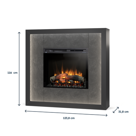 Warmtec Litos wkład Dimplex 28" XHD Optiflame - czarny, fornir kamienny Łupek Black