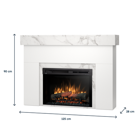 Warmtec Aven wkład Dimplex 26" XHD Optiflame - biały mat, marmur crystal