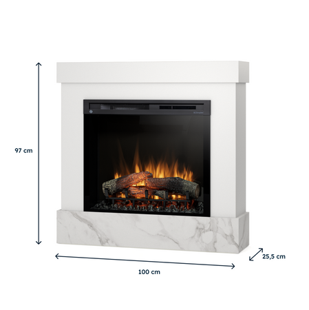 Warmtec Diro wkład Dimplex 28" XHD Optiflame - biały, marmur crystal