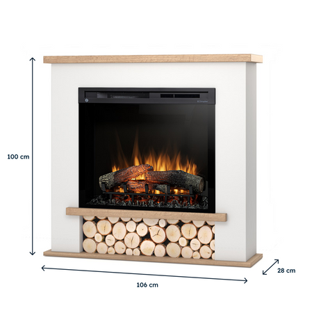 Warmtec Tula wkład Dimplex 28" XHD Optiflame - biały mat, jasny dąb