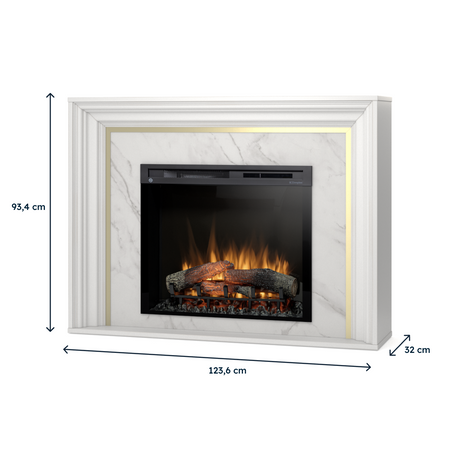 Warmtec Lanini wkład Dimplex 28" XHD Optiflame - biały mat, marmur Crystal