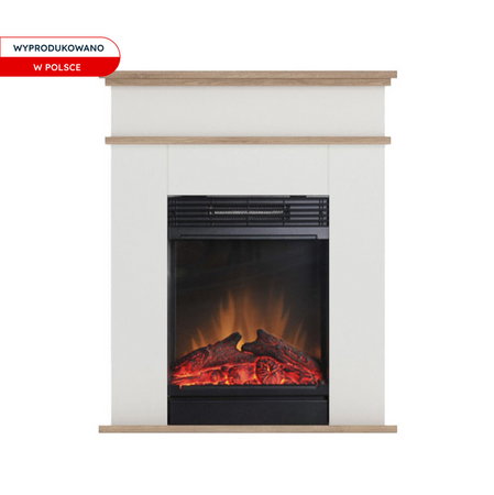 Warmtec Fori z efektem Optiflame - biały mat, jasny dąb