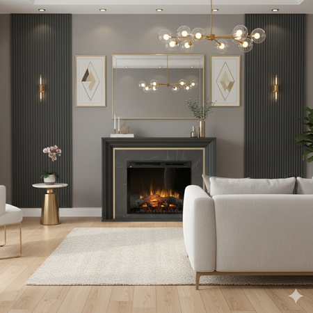 Warmtec Lanini wkład Dimplex 28" XHD Optiflame - czarny mat, marmur czarny