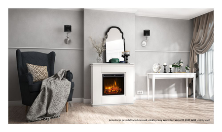 Warmtec Vena wkład Dimplex 23" XHD Optiflame - biały mat, beton