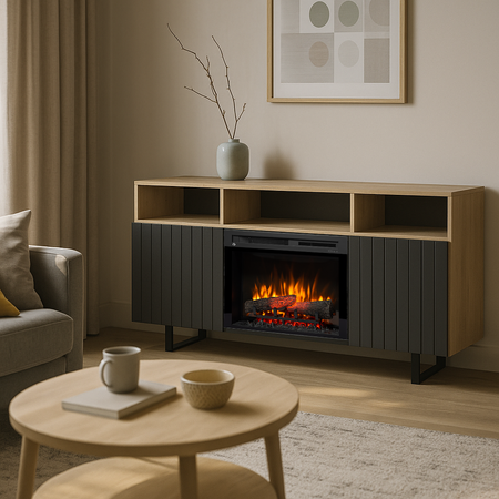 Warmtec Trivel wkład Dimplex 26" XHD Optiflame - jasny dąb, czarny lakier