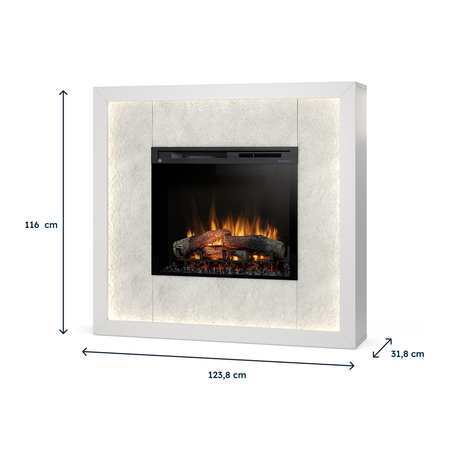 Warmtec Litos wkład Dimplex 28" XHD Optiflame - biały, fornir kamienny Crystal White