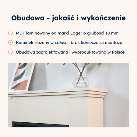 Warmtec Kelia wkład Dimplex 28" XHD Optiflame - beż