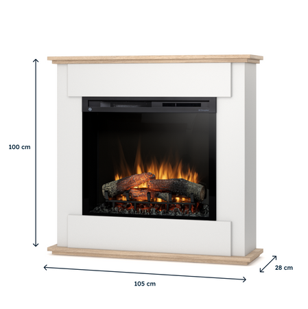Warmtec Fonte wkład Dimplex 28" XHD Optiflame - biały, dąb sonoma.