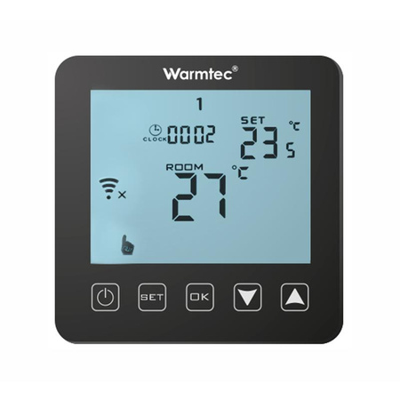 Warmtec PRT01 WiFi beznapięciowy czarny podtynkowy programowalny czujnik powietrzny i podłogowy