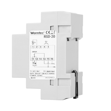 Warmtec RSD-20 na szynę DIN manualny czujnik na przewodzie