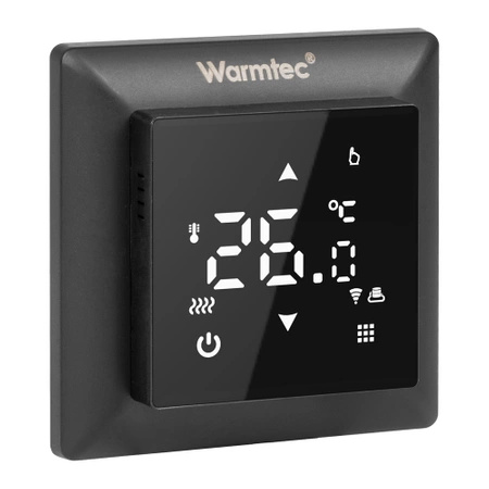 Warmtec WRT31W-CZ Wi-Fi czarny, podtynkowy programowalny czujnik powietrzny i podłogowy