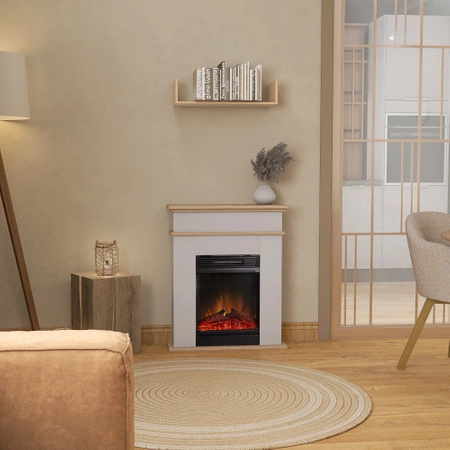 OUTLET: Warmtec Fori z efektem Optiflame - biały mat, jasny dąb