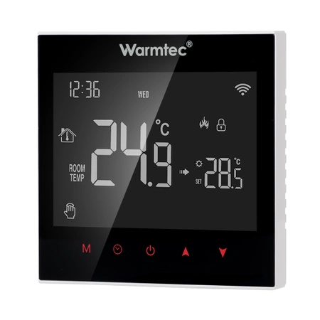 Warmtec SRT20W Wi-Fi czarny, podtynkowy programowalny czujnik powietrzny i podłogowy