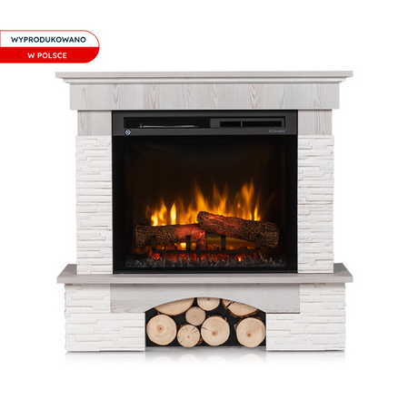 Warmtec Porto z wkładem 23" XHD Optiflame - biała sosna