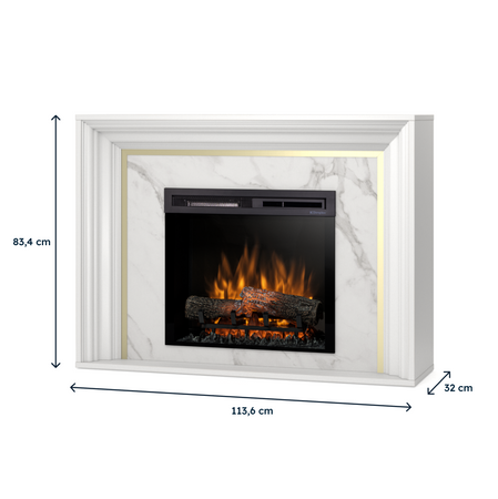 Warmtec Lanini wkład Dimplex 23" XHD Optiflame - biały mat, marmur Crystal