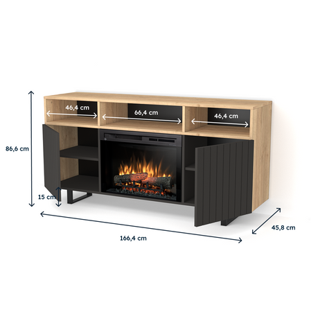Warmtec Trivel wkład Dimplex 26" XHD Optiflame - jasny dąb, czarny lakier