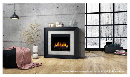Warmtec Katra wkład Dimplex 28" XHD OptiFlame LED - beton, biały śmietankowy połysk