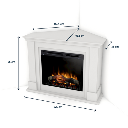 Warmtec Luena narożny wkład Dimplex 28 XHD Optiflame - biały mat