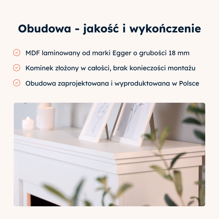 Warmtec Lanini wkład Dimplex 23" XHD Optiflame - czarny mat, marmur czarny