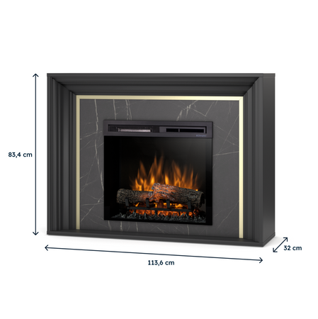 Warmtec Lanini wkład Dimplex 23" XHD Optiflame - czarny mat, marmur czarny
