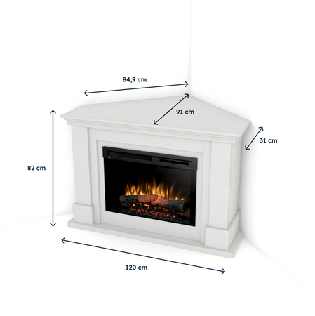 Warmtec Luena narożny wkład Dimplex 26" XHD Optiflame - biały mat
