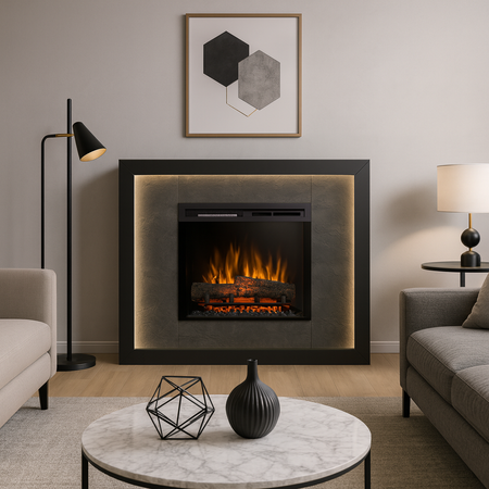 Warmtec Litos wkład Dimplex 23" XHD Optiflame - czarny, fornir kamienny Łupek Black