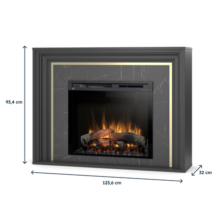 Warmtec Lanini wkład Dimplex 28" XHD Optiflame - czarny mat, marmur czarny