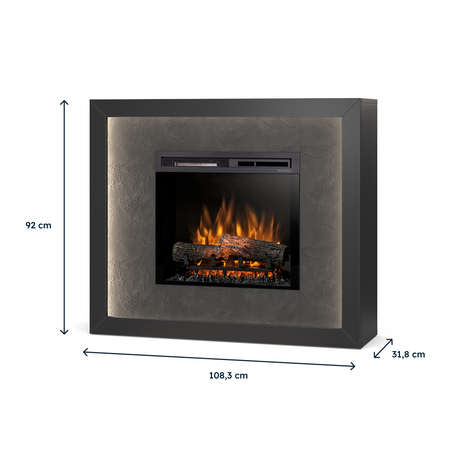 Warmtec Litos wkład Dimplex 23" XHD Optiflame - czarny, fornir kamienny Łupek Black