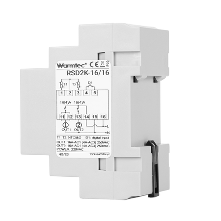 Warmtec RSD2K-16/16 na szynę DIN manualny czujnik na przewodzie