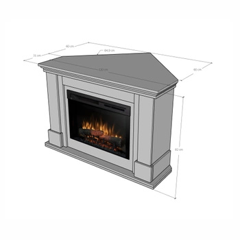 Blat kominka Luena narożny wkład Dimplex 26" XHD Optiflame LED - biały mat