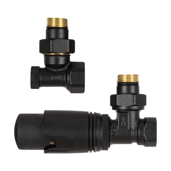 Zestaw zaworów kątowych termostatycznych do grzejnika Warmtec antracyt/czarny