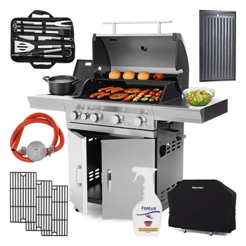 Ogrodowy grill gazowy Warmtec SilverFlame 17,5 kW + sztuće + dodatkowe akcesoria