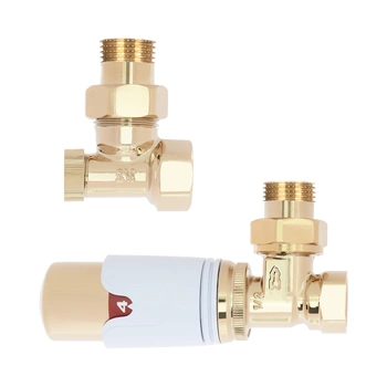 Zestaw zaworów kątowych termostatycznych do grzejnika Warmtec złoty