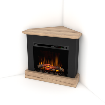 Obudowa z wkładem - Kominek Jukon narożny wkład 28" XHD czarny, jasny dąb