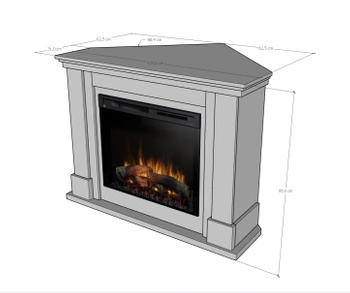 Blat kominka Luena narożny wkład Dimplex 28" XHD Optiflame LED - biały mat