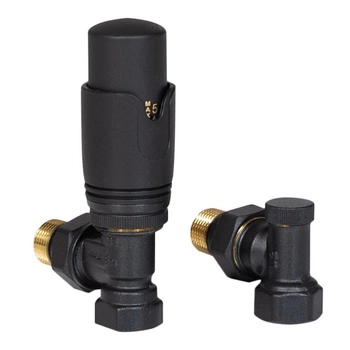 OUTLET: Zestaw zaworów kątowych termostatycznych do grzejnika Warmtec antracyt/czarny